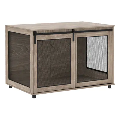 PawHut Dog Crate Furniture w/ Sliding Door, x 75.5 x 82cm, Walnut Brown