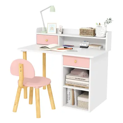 AIYAPLAY Kids Desk and Chair Set for Studying, Reading and Drawing - Pink