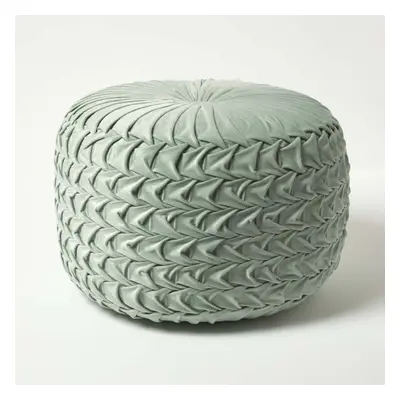 (Green) Grace Pleated Velvet Pouffe