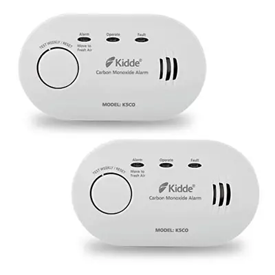 2 Pack Kidde 5CO Carbon Monoxide Alarm, Ten Year Alarm Sensor Life, AA Battery Powered (Replacea