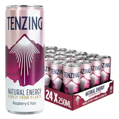 TENZING Natural Energy Drink, Plant Based, Vegan, & Gluten Free Drink, Raspberry & Yuzu, 250ml (