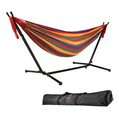 Goutime 9Ft Double cotton Hammock with Detachable heavy Duty Metal Stand,550 Pound Capacity, Inc