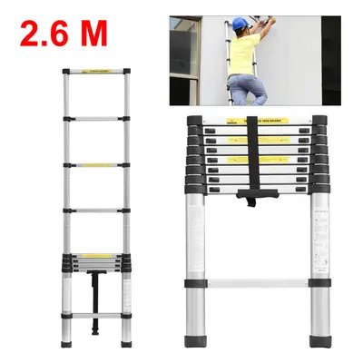 2.6M Extendable Aluminium Telescopic Ladder DIY Tool Max Load 150KG