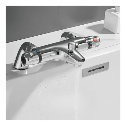 New Modern Thermostatic Bath Shower Mixer Taps Deck Mounted Chrome Valve Bar Tap