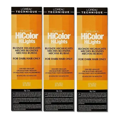 (Golden Blonde - (3pks)) L'Oreal Excellence HiColor Golden Blonde BLONDE HiLights For Dark Hair 