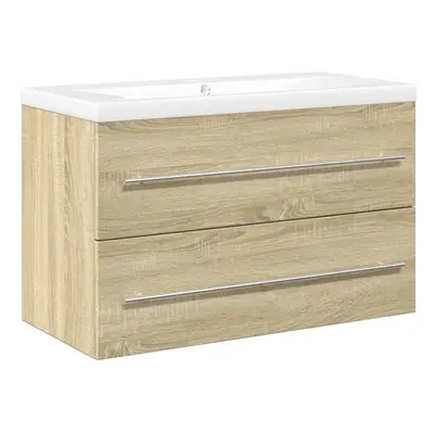 (sonoma oak, x 38.5 x cm) vidaXL Sink Cabinet with Built-in Basin Bathroom Sink Unit Engineered 