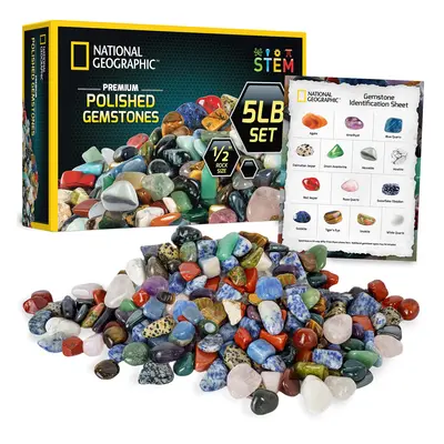 NATIONAL gEOgRAPHIc Premium Polished Stones - Pounds of 12-Inch Tumbled Stones and crystals Bulk