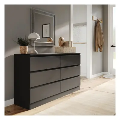 (Black Carcass + Black Drawers) 120cm Modern Wooden Chest of Drawers Bedroom Furniture Storage B