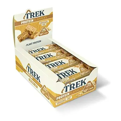 TREK High Protein Flapjack Original Oat - Gluten Free - Plant Based - Vegan Snack - 50g x bars