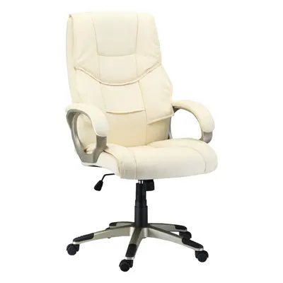 HOMCOM Executive Office Chair Faux Leather Computer Desk Chair w/ Wheel White