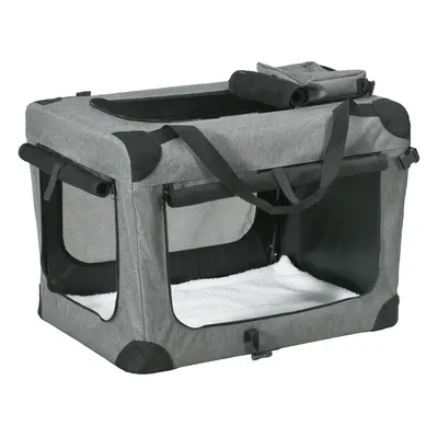 PawHut Folding Pet Carrier Bag House W/ Cushion Storage, Grey 70x51x50cm