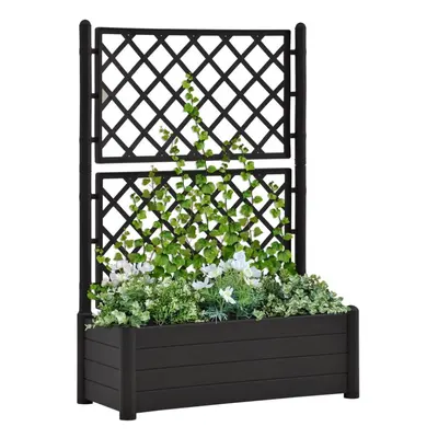 vidaXL Garden Planter with Trellis PP Anthracite Flower Planting Raised Bed