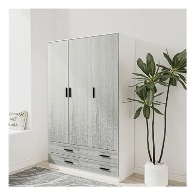 (White & Ash Grey) Door Drawer Wardrobe Storage Shelf Hanging Bedroom Modern Furniture