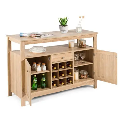 Kitchen Buffet Sideboard Rustic Cupboard Storage Organizer w/Wine Rack