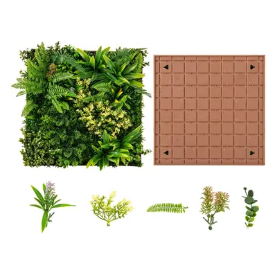 2 Pack Framed Artificial Foliage Wall Art 50x50cm 3D Hanging Greenery Hedge