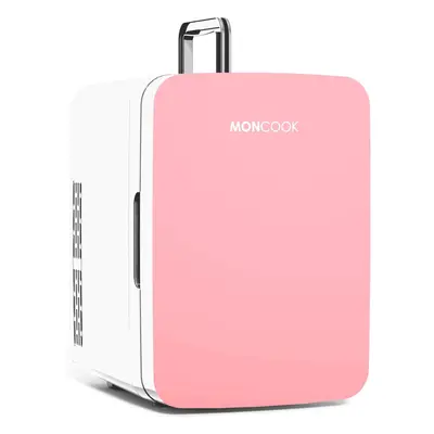 (10L, Pink) Mini Fridge For Bedrooms - Small, Portable & Quiet - Glass Door Mini Fridge For Skin