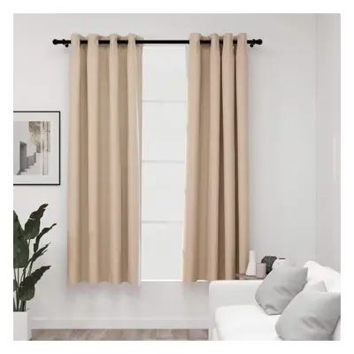 vidaXL 2x Linen-Look Blackout Curtains with Grommets Beige 140x175cm Drape