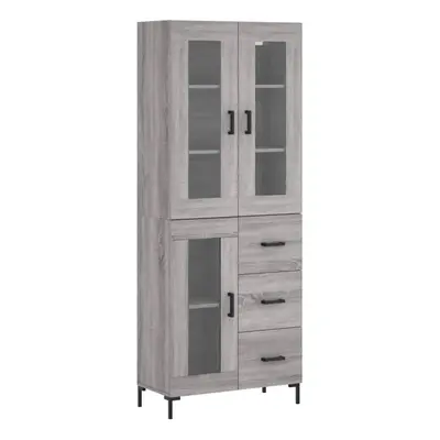 (grey sonoma, glass door drawers) vidaXL Highboard Sideboard Tall Storage Cabinet Side Cabinet E