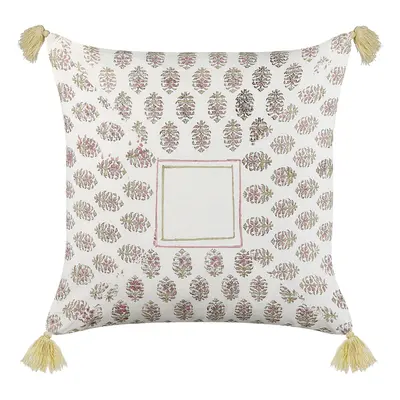 Cotton Cushion Geometric Pattern with Tassels x cm Multicolour SETOSA