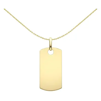 Jewelco London Mens 9ct Yellow Gold Rectangular Dog Tag Charm Pendant - 20x10mm - FANR02604