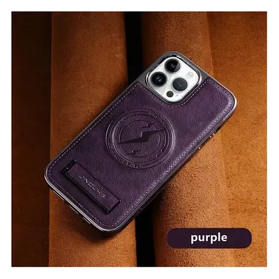 (Purple, iPhone Pro) Leather Fold Holder Phone Case for iPhone 14 12 Pro Max