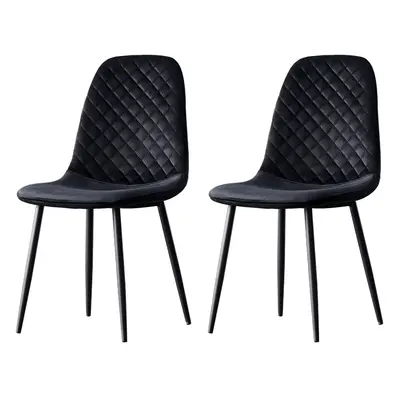 (Black, 2) 2/4 x Dining Chairs Velvet Chair metal Legs office