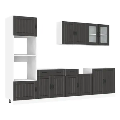 (black) vidaXL Piece Kitchen Cabinet Set Kalmar Black Engineered Wood