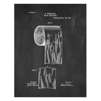 Toilet Paper Roll Patent Print Chalkboard x M11329