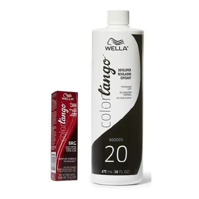 (8RG + Developer (Vol. 20) 16oz) Wella Color Tango 8RG Light Copper Permanent Haircolor