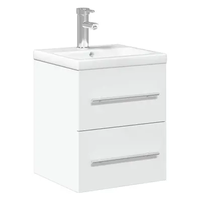 (white, x 38.5 x cm/with faucet) vidaXL Sink Cabinet with Built-in Basin Bathroom Sink Unit Engi