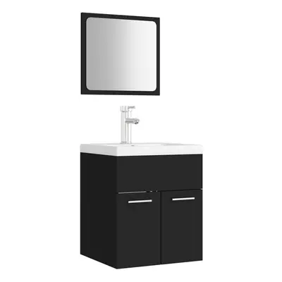 (black) vidaXL Bathroom Furniture Set Chipboard Wall Mirror Multi Sizes Multi Colors