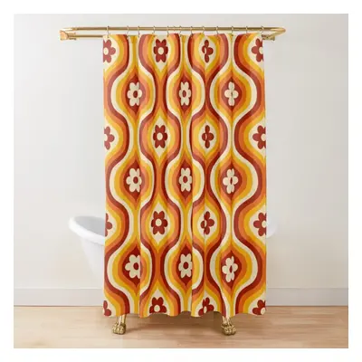 Shower Curtains 70s Groovy Daisy Ovals Pattern for Bathroom Decor 72x72 inches