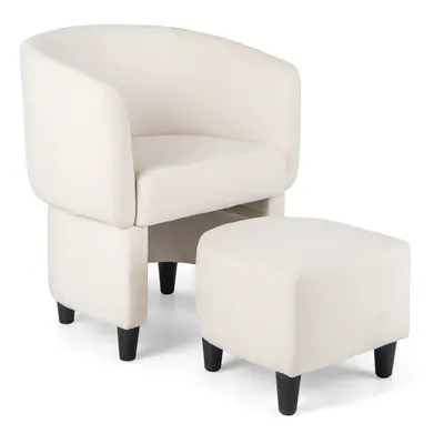 Upholstered Velvet Barrel Chair with Ottoman Modern Club Chair with Footrest