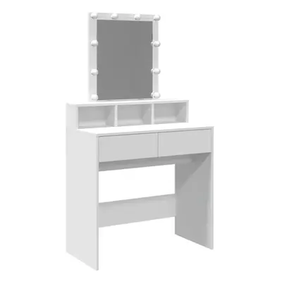 (white) vidaXL Dressing Table with LED Cosmetic Table Vanity Makeup Table Sonoma Oak