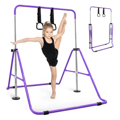 (PURPLE) KAYMAN Foldable Gymnastics Horizontal Bar with Hand Protection Wrap