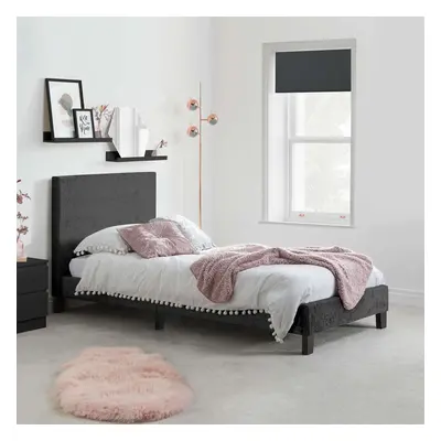 Single Bed Frame & Mattress Black Velvet Fabric Birlea Sleepsoul Paris 3FT