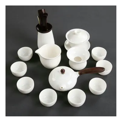 (14 piece set of side handle pots (as shown in the picture), Universal version) Dehua Sheep Fat 