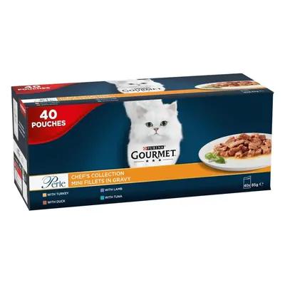 Gourmet Wet Cat Food Pouches Perle Chef's Collection x 85g Mix Fish Lamb Duck Turkey Pet Food We