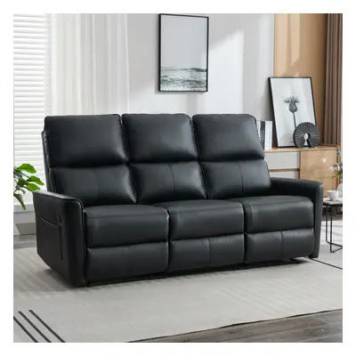 (Black) MADRID SEATER MANUAL AIR LEATHER RECLINER SOFA