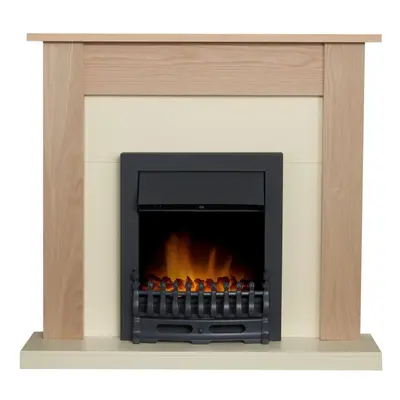 Adam Southwold Fireplace Oak & Cream + Blenheim Electric Fire Black, 43"