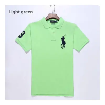 (Light green, XL) Men's Custom Fit Polo Shirt Cotton Short Sleeve Large Pony Polo Top