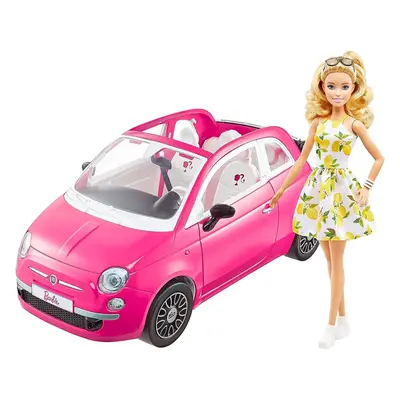 Barbie Pink Fiat Car Four-Seater And Doll Playset