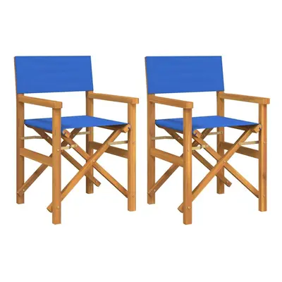 (blue, pcs) vidaXL Folding Director's Chairs Picnic Chair Outdoor Chair Solid Wood Teak