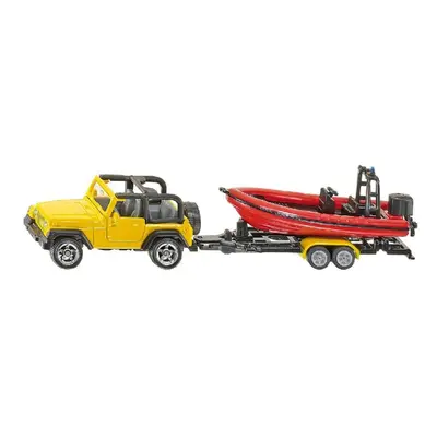 SIKU Jeep with Boat Metal/Plastic Yellow/Red Removable Traile