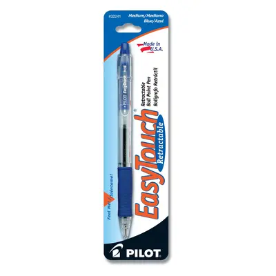 Pilot EasyTouch Refillable & Retractable Ballpoint Pens Medium Point Blue Ink Single Pen (32241)