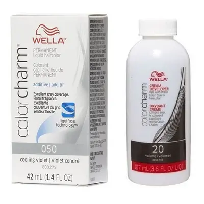 (O50, Dev (Vol.20) 3.6oz) Wella Color Charm T14 Pale Ash Blonde Permanent Liquid Hair Toner