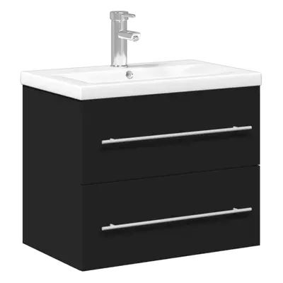 (black, x 38.5 x cm/with faucet) vidaXL Sink Cabinet with Built-in Basin Concrete Grey Engineere