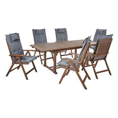 6 Seater Garden Dining Set AMANTEA Acacia Wood Grey