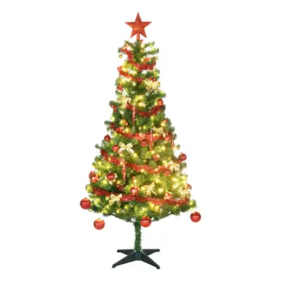 HOMCOM 6ft Artificial Decorated Christmas Tree with LED Lights, Auto Open