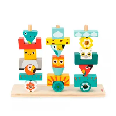 - Tropik Totem Game - Children's FSC Wood Toy - Stackable Pieces + Models - Educational Game - Y